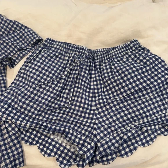Piyama Penelope Sleep set - Blue Gingham Button-Up Top and Shorts Set - Picture 4 of 5